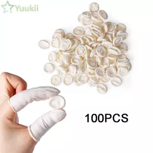 YUUKII 100 Chiếc Nắp Ngón Tay Cao Su Chống Trơn Trượt Móng Tay Nghệ Thuật Dụng Cụ Găng Tay Cao Su