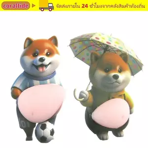 CORALTIDE Silicone Tự dính, Miếng dán bụng chó có thể bóp được Shiba Inu, Shiba Inu Mũm mĩm Nền màu hồng mềm Trang trí điện thoại Đồ dùng lễ hội