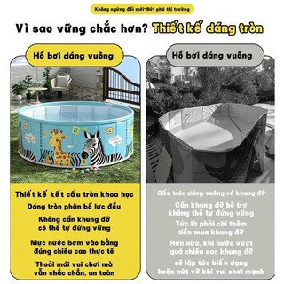 Bể bơi gia đình gấp gọn phiên bản 2026 - Thiết kế không hơi, Bền bỉ, Chống thấm cao cấp, Nhiều size cho trẻ