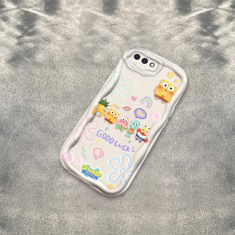 Thích hợp cho OPPO A3S A12E A1K AX5 Realme C2 Bảo vệ 3D TPU mềm SpongeBob SquarePants Vỏ điện thoại chống sốc