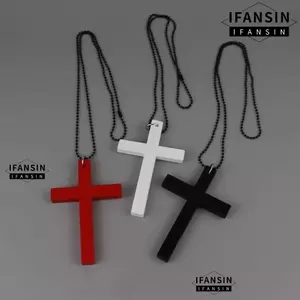 Vòng cổ Hip Hop IFASIN, Vòng cổ mặt dây chuyền bằng gỗ đen Y2k, Dây chuyền áo len Punk Gothic dành cho nữ