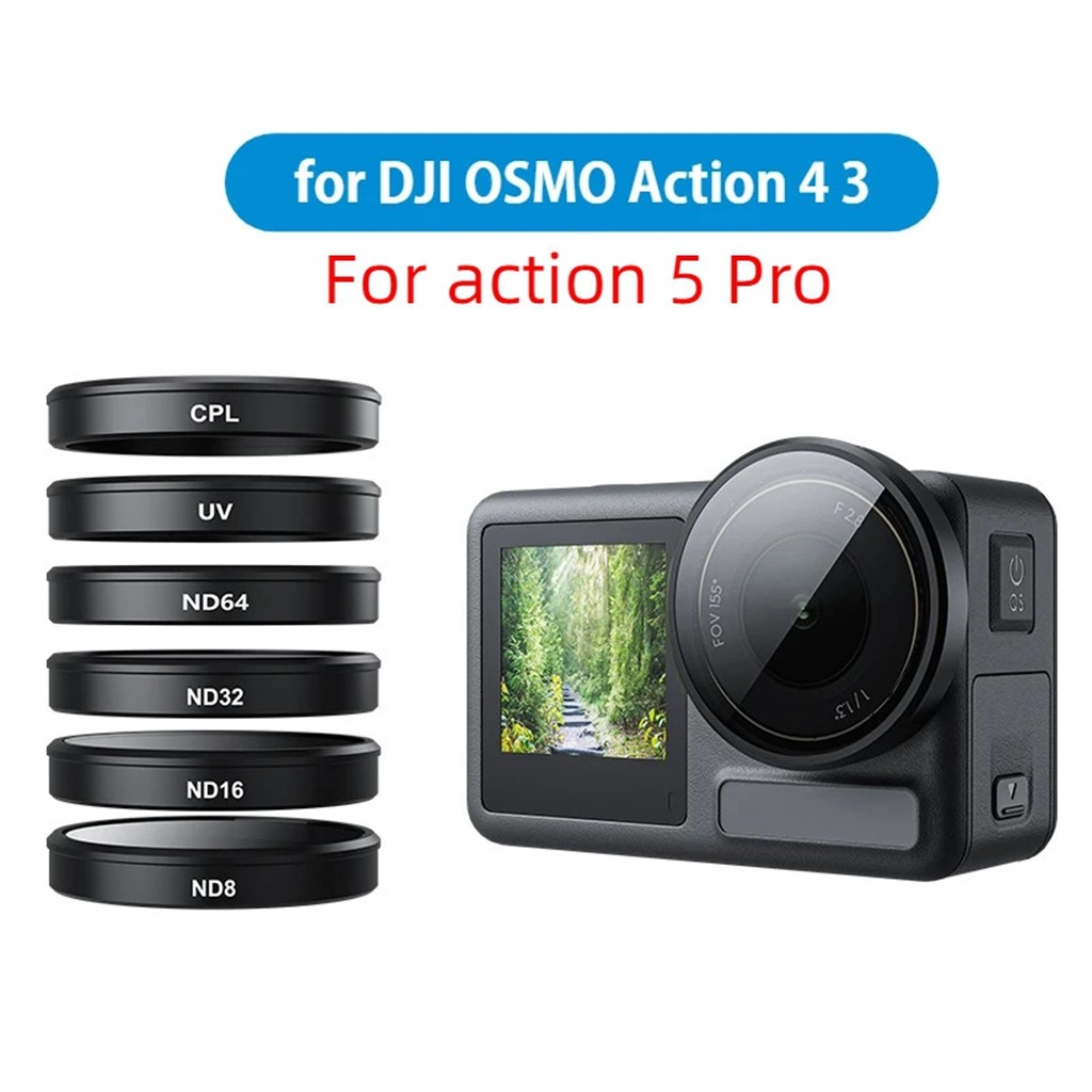 DJI Action 5 Pro 4 3 Bộ lọc phân cực Màu đen khuếch tán mềm 4 / 3 ND8 / 16 / 32 / 64 ND Lens CPL Filter Kit