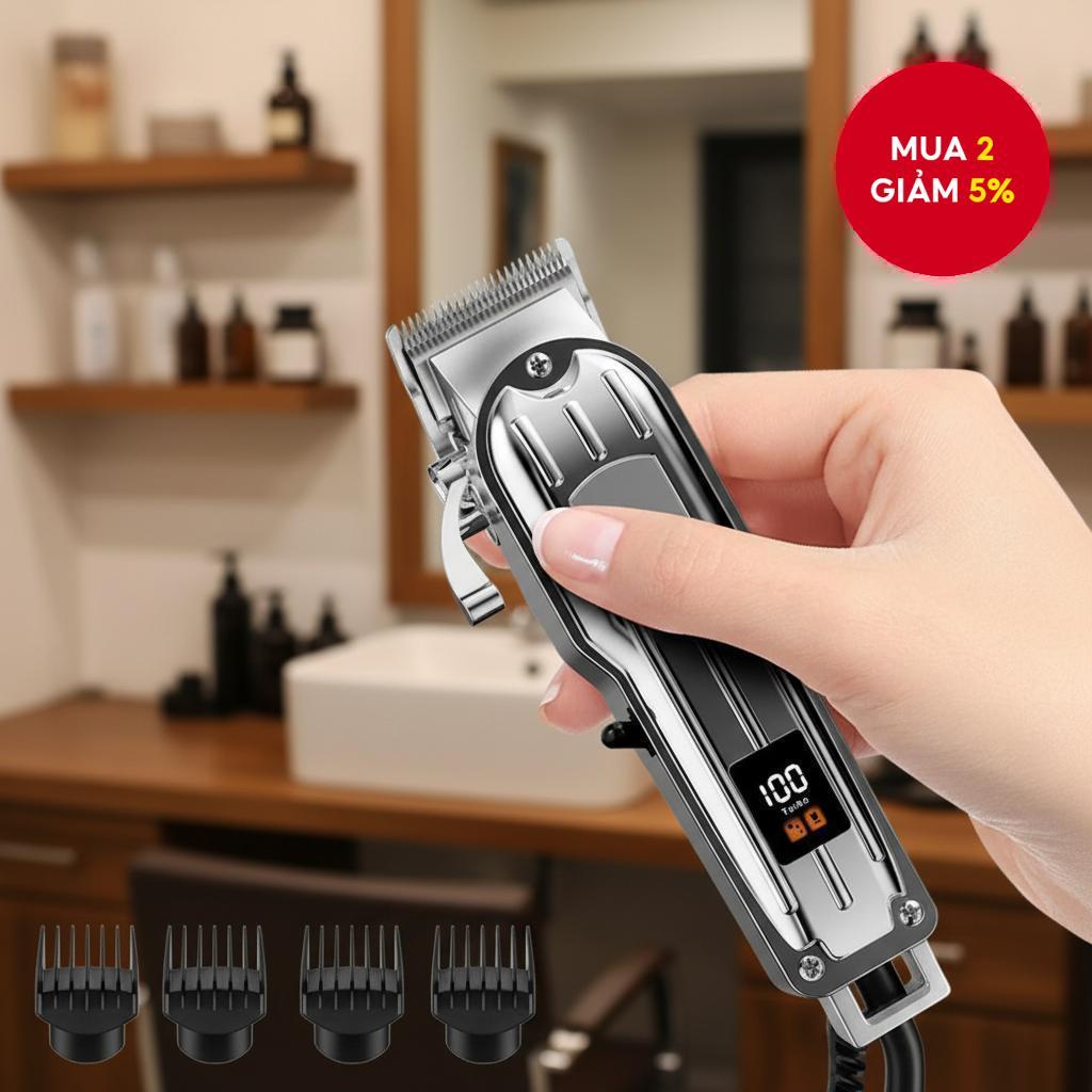 Tông đơ cắt tóc nam toàn kim loại, dùng cho gia đình và tiệm, phù hợp cắt lông thú cưng
