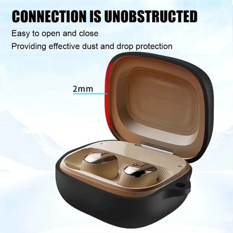 Ốp lưng silicon cho JBL Live Buds 4, vỏ chống sốc, chống bụi, kèm giá đỡ