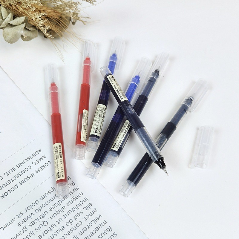 Bút Bi Gel Ngòi Kim 0.5mm Mực Đen - Bút Bi Nước Khô Nhanh Đầu Nhọn Viết Êm Mực Lớn Dành Cho Học Sinh [Mua 10 Tặng 10]