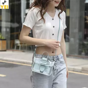 < YEI > Túi xách nữ trong suốt màu kẹo mới, Túi nhỏ thạch, Túi đeo vai chéo cá tính ba chiều vuông mới