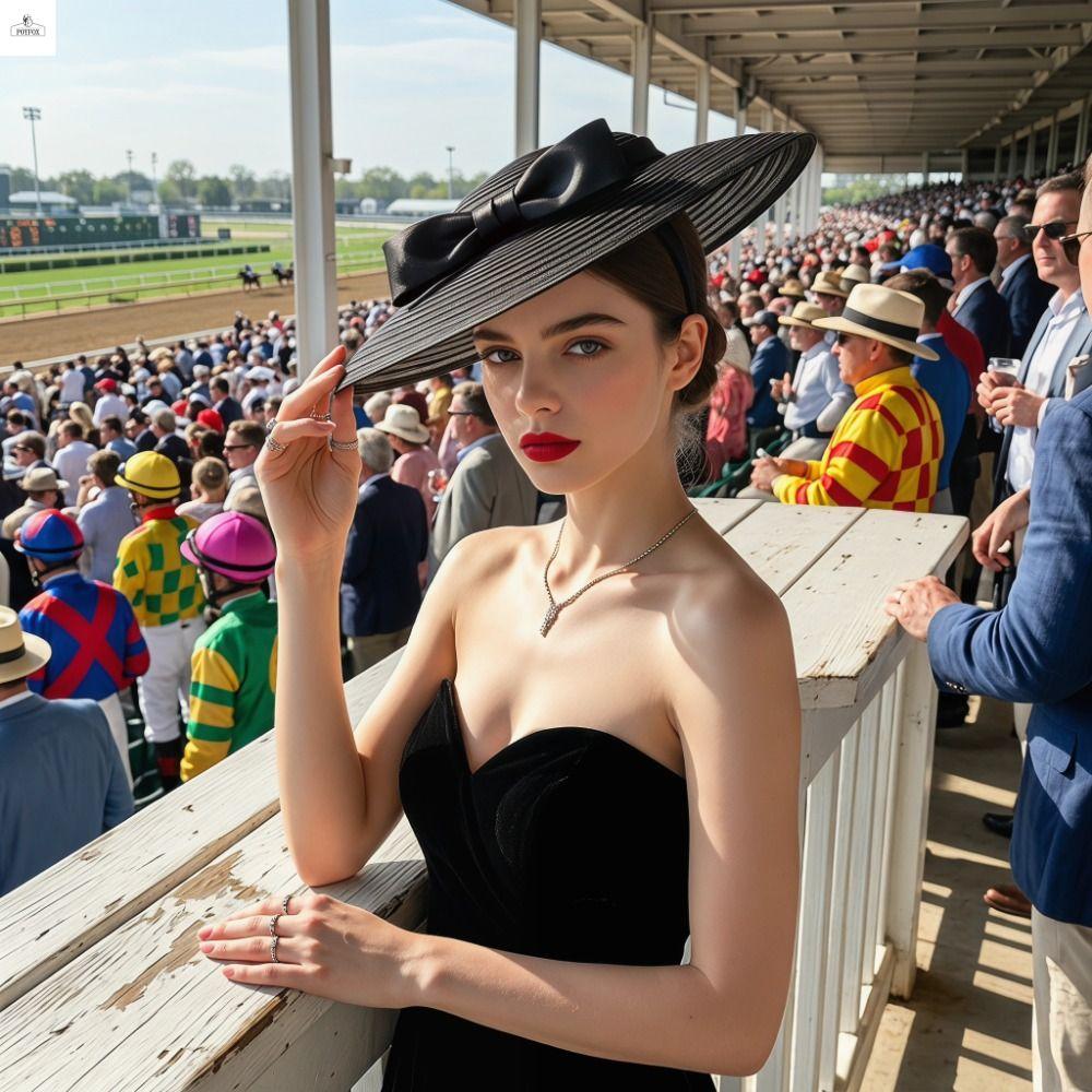 POYFOX Lưới Nơ Đầu, Pháp Thanh Lịch Vintage Fascinator Mũ, Tóc Vòng Hoa Rộng Vành Ngọt Ngào Hóa Trang Tóc Nữ