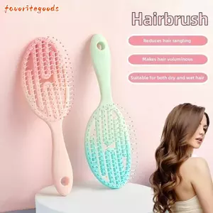 FAVORITEGOODS Lược chải tóc lông tơ, Lược Massage túi khí rỗng màu Gradient di động, Lược tạo kiểu tóc hình bầu dục thời trang