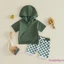 Bộ áo Hoodie ngắn tay màu trơn có túi + Quần Short in hình bàn cờ Trang phục 2 mảnh