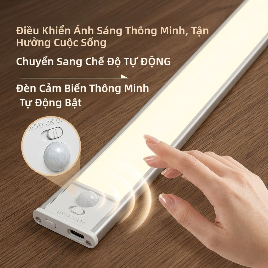 SEAMETAL Đèn LED Cảm Biến Chuyển Động Nam Châm Không Cần Khoan Type-C Sạc Cho Nội Thất Xe Hơi
