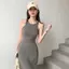 Váy dài không tay màu xám phong cách cô gái nóng bỏng Váy dài không tay eo hẹp thon gọn hơn mùa hè
