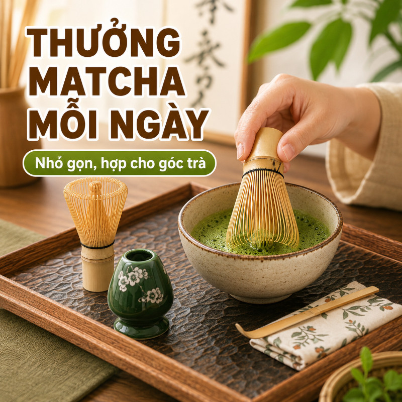 Chổi Chasen Đánh Trà Matcha Bằng Tre 80 100 120 Sợi Kiểu Nhật Dụng Cụ Pha Trà Xanh Cao Cấp
