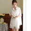 Nữ Ice Silk Tay Ngắn Váy Ngủ Bộ Đồ Ngủ Nữ Phong Cách BF Homewear Trắng Đồ Ngủ