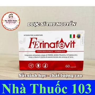 Sắt Viên FErinafevit Bổ Sung Sắt Bisglycinate, Axit folic, Vitamin B12 (Hộp 60v)