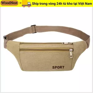 Gói Fanny WOODNEST, Túi chạy tiền xu bằng vải, Túi đựng điện thoại nhiều túi