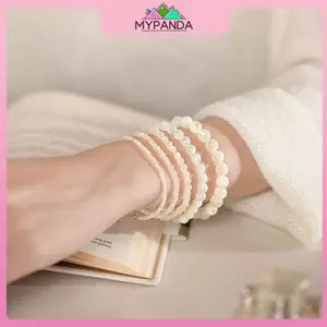 MYPANDA Vòng tay đính cườm thủ công Tourmaline tinh tế thời trang dành cho nữ Cô gái Vòng tay dây đàn hồi tinh tế Quà tặng nhẫn đính cườm sáng tạo.