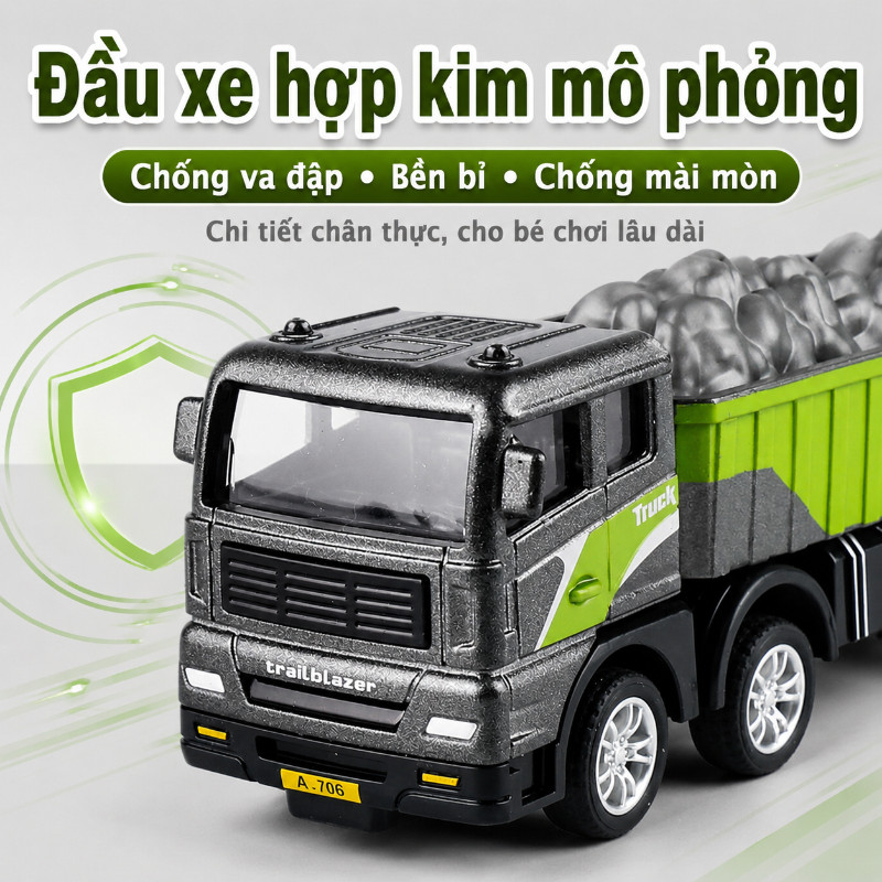 Đồ Chơi Mô Hình Xe Công Trình Hợp Kim Và Nhựa An Toàn – Máy Xúc, Xe Cẩu, Xe Trộn Bê Tông, Quà Tặng Cho Bé Trai