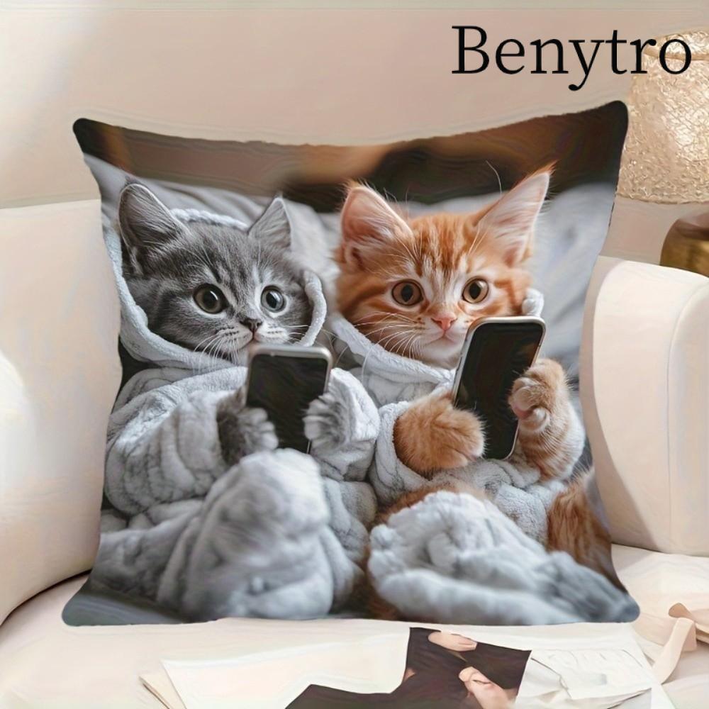 Benytro BENYTRO 1 Đệm Mèo Hoạt Hình, In Hình Đơn Giản Họa Tiết Sáng Tạo Gối, Sáng Tạo Dễ Thương Ngủ Bong Bóng Ném Đệm Phòng Khách