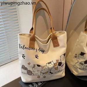 Hoạt Hình Mới Túi Vải Túi Thời Trang Nữ Sinh Túi Xách Dễ Thương Đi Lại Phù Hợp Với Vai Túi Tote Dung Tích Lớn
