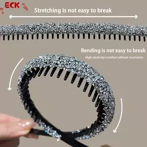 ECK Chống Trơn Trượt Kim Cương Giả Tóc Vòng Ban Nhạc Nữ Răng Co Giãn s Dành Cho Nữ Sáng Bóng Sang Trọng Tóc Hoop HOT