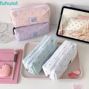 Hộp đựng bút chì FUHUIOT Y2k Dots, Túi đựng bút chì để bàn Túi đựng bút phong cách Hàn Quốc, Hộp đựng mỹ phẩm trang điểm Dung tích lớn Túi vải đa chức năng đơn giản dành cho sinh viên