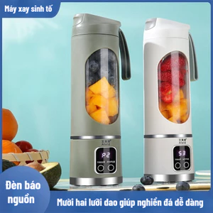 máy xay sinh tố cầm tay 10 lưỡi dao thép không gỉ dung tích 450ml sạc USB dễ mang theo đi học đi làm
