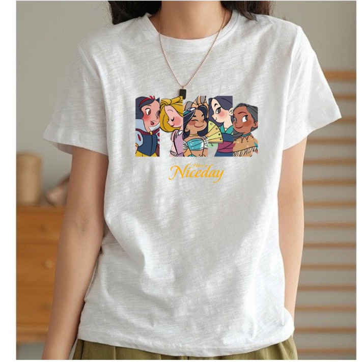 （Giao hàng 24h）Angela Áo thun Xược Nữ cổ tròn tay ngắn in hình Áo phông nữ cổ tròn, Chất Cotton xược, thun giấy