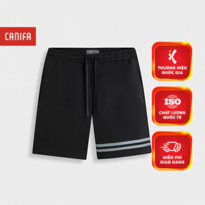 Quần soóc nam cotton CANIFA phối kẻ sọc 8BS26S022
