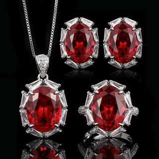 Châu Âu Mỹ ins Phong Cách Mới Nhiều Màu Sắc Ruby Đỏ Corundum Rose Suit Nữ