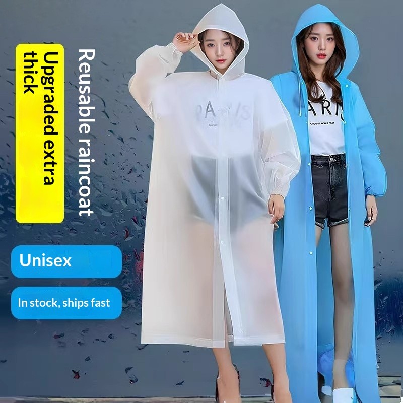 Áo mưa EVA dày VG dành cho người lớn Unisex Áo mưa dài có mũ trùm đầu chống nước Bảo vệ đi xe đạp ngoài trời