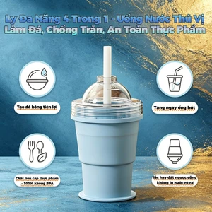 2026​ Cốc giữ lạnh gấp gọn 3 trong 1​​ kèm ống hút​ Kết Hợp Làm Đá Viên​ Kèm Cốc Silicone​​ Tiện Lợi​ Khuôn Làm Đá​