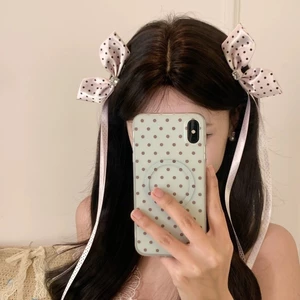 Ngọt Ngào Công Chúa Nhấp Nháy Kim Cương Chấm Nơ Streamer Kẹp Tóc Nữ Dễ Thương Đôi Đuôi Ngựa Bên Kẹp Mũ Đội Đầu Phụ Kiện Tóc Kẹp Tóc