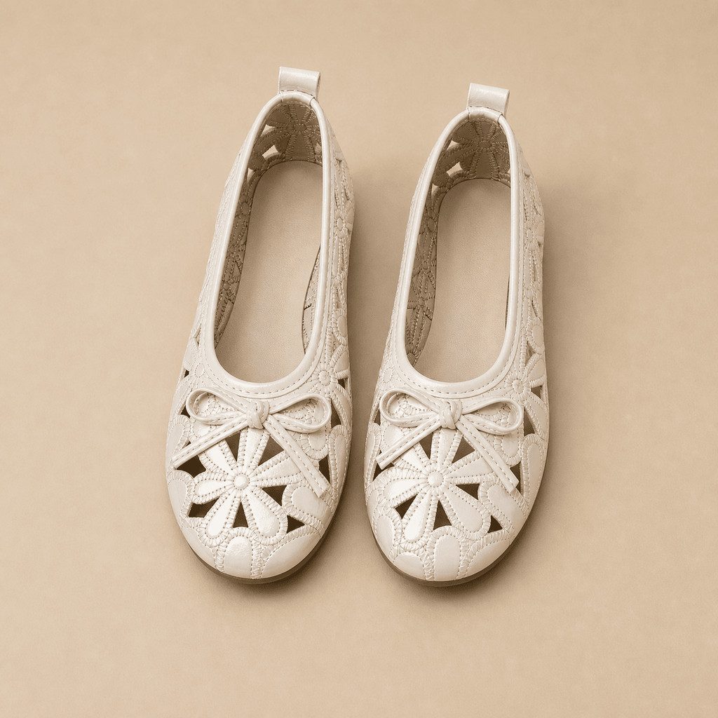 Atikota Nữ Hoa Rỗng Ra Nơ Trang Trí Slip On Giày Đế Bằng Thoáng Khí Nhẹ Đa Năng Thường Ngày Đi Lại Giày Cho Nữ