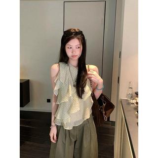 [Khuyến mãi trong thời gian có hạn] Áo Vest voan sóng không đều phong cách Hàn Quốc dành cho nữ Mùa hè Thiết kế phong cách mới Thời trang Hot Girl Top