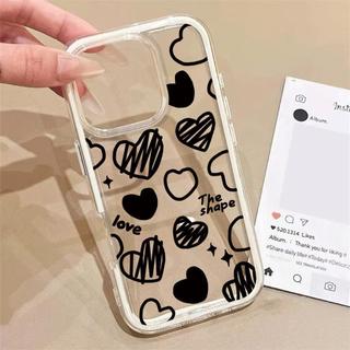 Tình yêu đen trắng cho trường hợp iPhone 17promax 161514plus 3 trong 1 bezel 131211pro