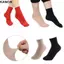 Tất mắt cá chân Nylon KANGN, Tất miệng rộng 1 / 5 màu trơn, Tất dài ấm áp thoải mái thời trang dành cho nữ