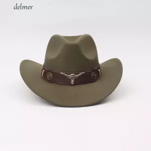 DELMER Bò Cô Gái Mũ Jazz, Len Rộng Vành Mũ Cao Bồi Phương Tây, Vintage Big-edge Màu Trơn Đảng Cosplay Mũ Hiệp Sĩ