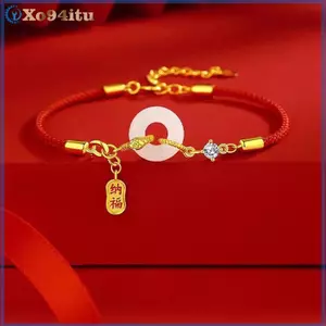 XOITU Thời Trang Luy Dây Đỏ Rắn Mặt Dây Chuyền Vòng Tay Nữ Cung Hoàng Đạo Trung Quốc Rắn Năm Vòng Tay Bện Quà Tặng Năm Mới VN