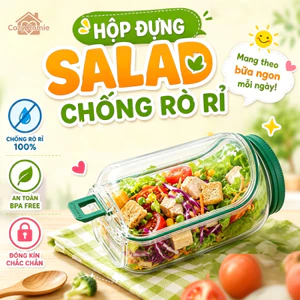 Hộp đựng salad chống rò rỉ phân lớp độc lập miệng rộng di động giữ giòn rau củ dã ngoại ăn sáng