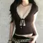 Hot Girl Pure Desire Ren khâu màu tương phản Áo thun cổ chữ V có dây cổ chữ V Retro Slimmer Look Top
