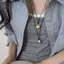 Dây da PU có thể điều chỉnh Nelace Mặt dây chuyền đậu không đều Chuỗi xương đòn Trang sức quyến rũ hình học Quà tặng phụ kiện Unisex [Mina]