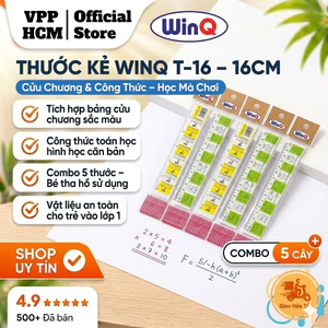 Combo 5 Thước Kẻ WinQ T-16 16cm – Tích Hợp Bảng Cửu Chương Và Công Thức Toán Học Cho Bé Vào Lớp 1