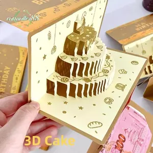 CATMALLER88 Thiệp chúc mừng phong bì màu đỏ sinh nhật, nhiều khe cắm thẻ Phong bì màu đỏ sinh nhật Thiệp chúc mừng ánh sáng âm nhạc, Quà tặng có thể gập lại Phong bì màu đỏ tiền năm