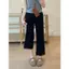Quần Đen Nữ Drap Nhỏ Viền Ren Thường Ngày Quần Thẳng Size Lớn Béo mm