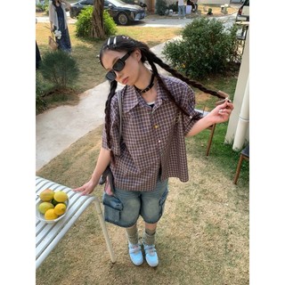 Áo sơ mi nam GKSSS ngắn tay thương hiệu thời trang cổ điển Mỹ áo sơ mi ca rô Hàn Quốc