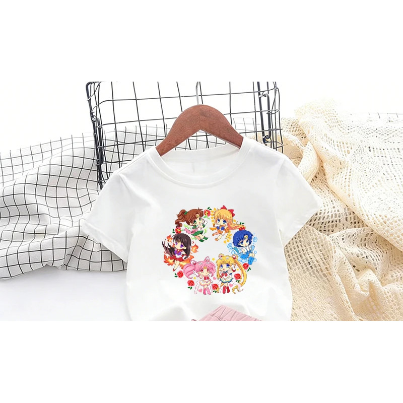 Bộ áo và váy in hình thủy thủ mặt trăng 2D Trang phục đáng yêu cho trẻ em Trang phục hàng ngày và quà tặng ngày lễ