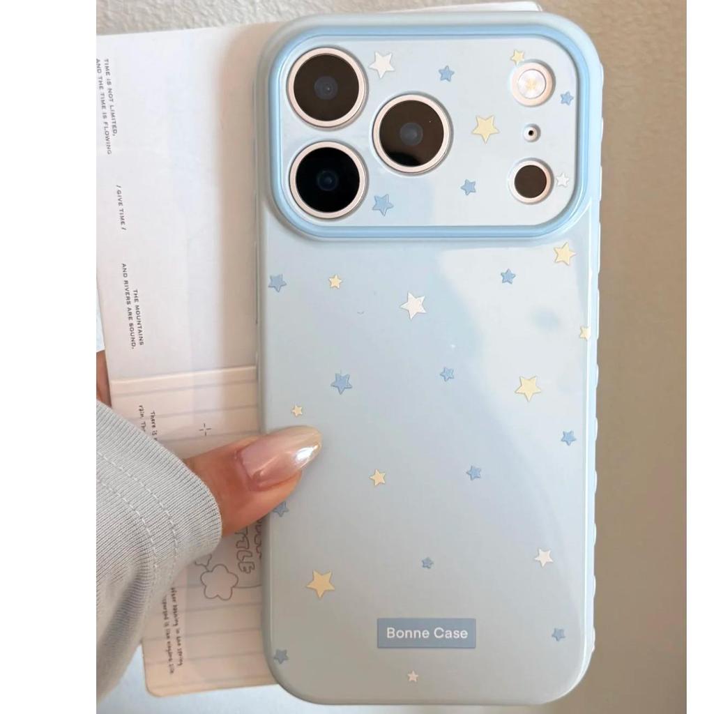 Ốp lưng iPhone 17 Pro Max, màu xanh nhạt Hàn Quốc, phong cách Instagram
