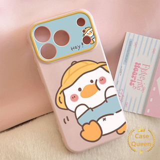 Ốp lưng tương thích cho iPhone 16 17 15 13 14 12 11 7 8 Pro Max XR X XS Air 8 7 16 Plus Phim hoạt hình Vịt mũ bong bóng hình trái tim