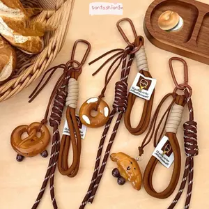 Mặt dây chuyền móc khóa ITRUMPET, Mặt dây chuyền túi bánh mì nước kiềm thủ công, Dây bện sáng tạo Phim hoạt hình treo túi trang trí Phụ kiện quà tặng