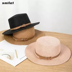 Mũ chống nắng SMILE, Mũ rơm vành rộng chống tia cực tím, Mũ đi biển có thể gập lại thông thường Mùa hè